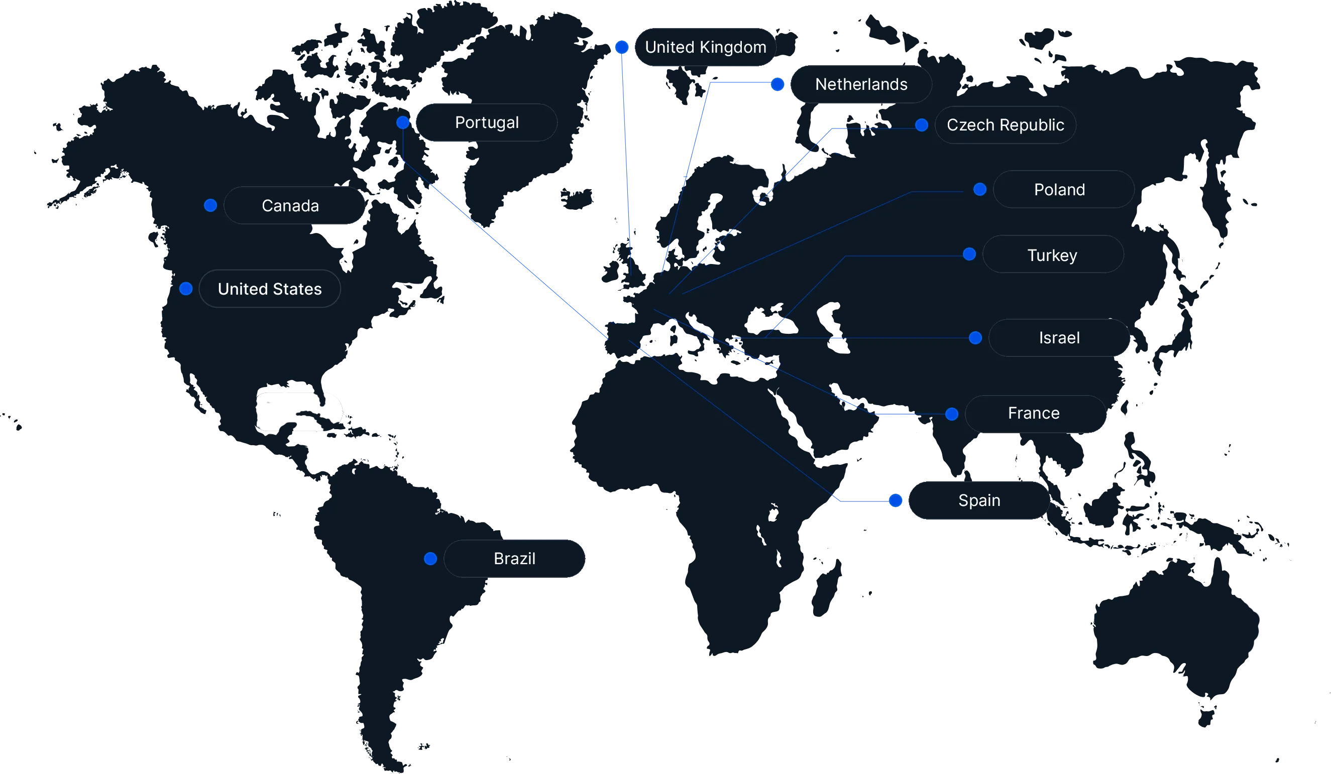World map showing CVEDIA's global presence