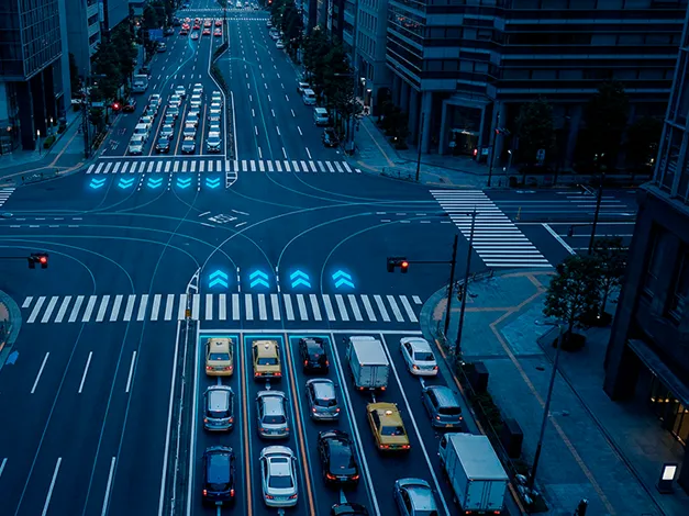 Turning movement visualization showing intersection vehicle flow patterns