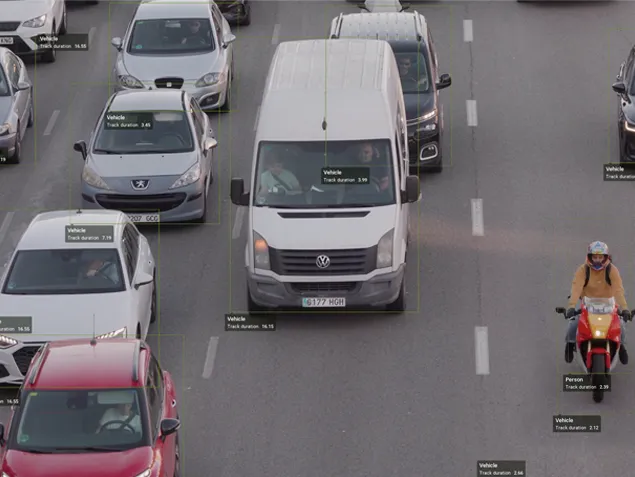 Vehicle tracking visualization showing classification and behavioral analysis